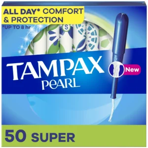 [b269235944] Băng vệ sinh Tampax Pearl Tampons with LeakGuard Braid, Super Absorbency, 50 Ct