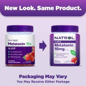 Kẹo dẻo Natrol Melatonin, Hỗ trợ giấc ngủ cho người lớn, Hương dâu tây, 10mg, 90 viên