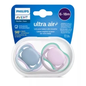 Núm ty Philips Avent Ultra Air 6-18 tháng, Xanh lam Hush / Tím nhạt, Gói 2 cái