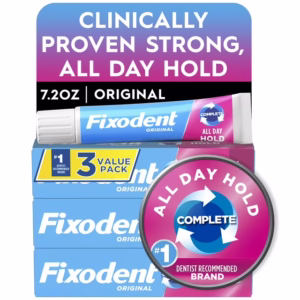 Fixodent Complete Original Denture Adhesive Cream, 2.4 oz, 3 pack